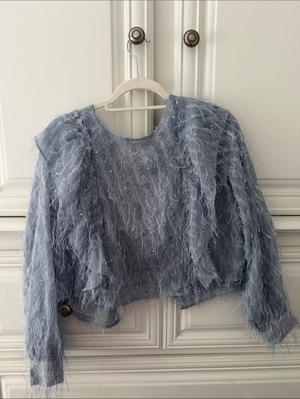 Women's Feather-Texture Light Blue blouse